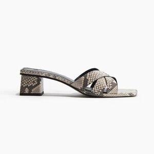 H&M Snakeskin Block Heel Mule Sandals